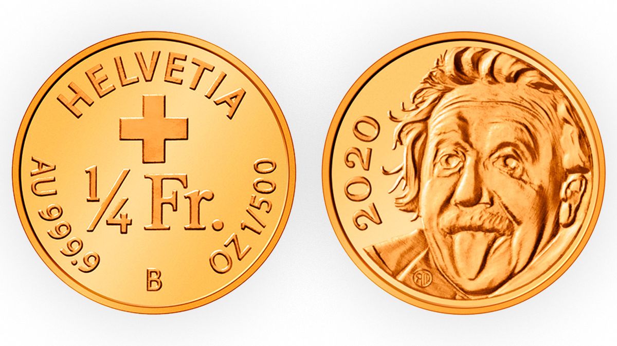 Ve Švýcarsku vyrazili nejmenší zlatou minci světa. Einstein na ní vyplazuje jazyk